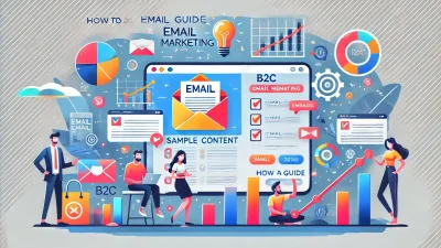 B2C Email Marketing illustration showing email strategies and customer engagement