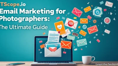 Email marketing for photographers illustrated with a digital toolbox showing email and camera icons, reflecting key strategies discussed in the guide