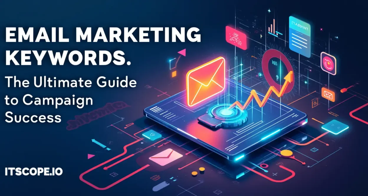 Email Marketing Keywords guide visual showing key strategic concepts.