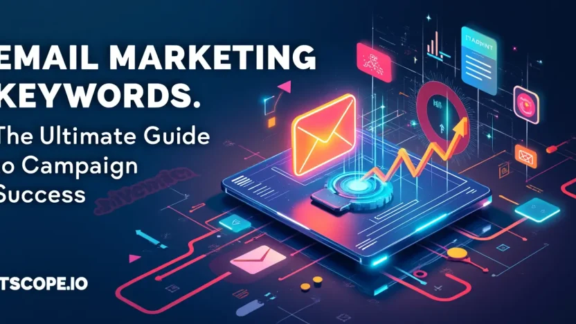 Email Marketing Keywords guide visual showing key strategic concepts.