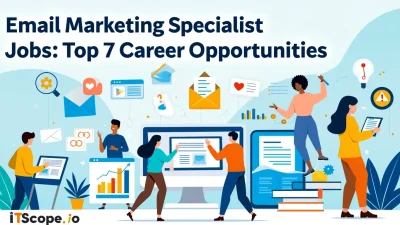 Email marketing specialist jobs illustration highlighting diverse career roles in the digital marketing industry.