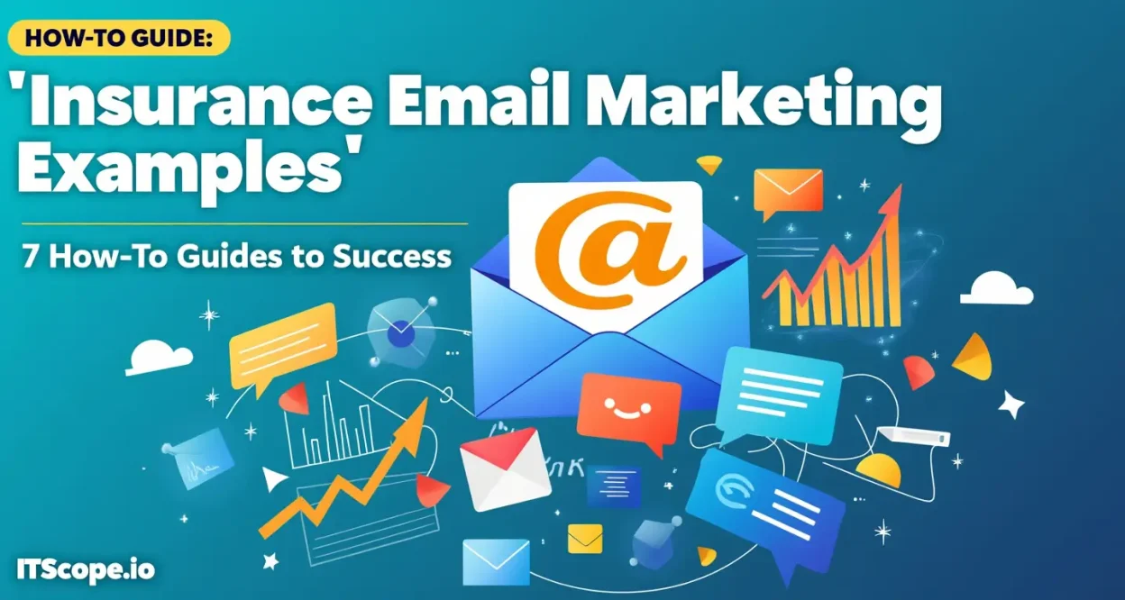 Insurance email marketing examples guide illustration with email and analytics symbols