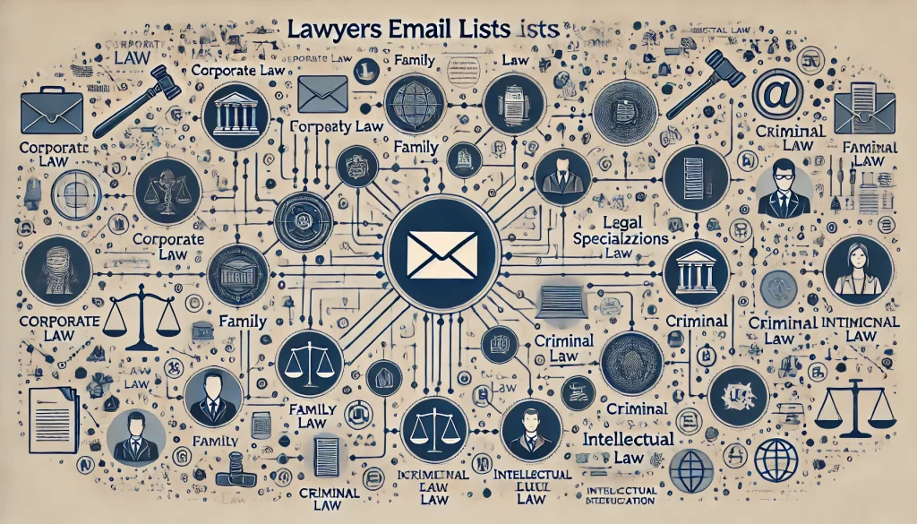 lawyers email lists connection infographic