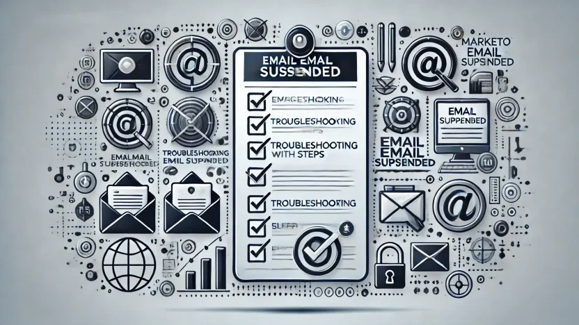 Marketo Email Suspended checklist illustration showing troubleshooting steps