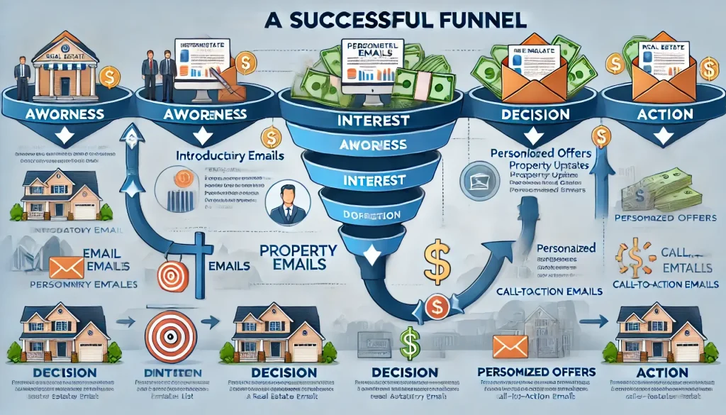 real estate email funnel infographic