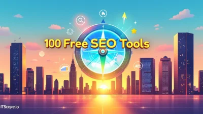 100 Free SEO Tools infographic showcasing essential tools for digital marketing