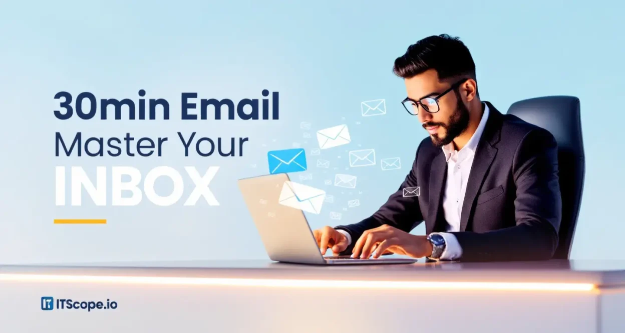 30min Email guide illustration showing email mastery techniques