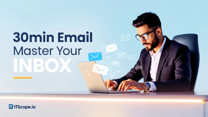 30min Email guide illustration showing email mastery techniques