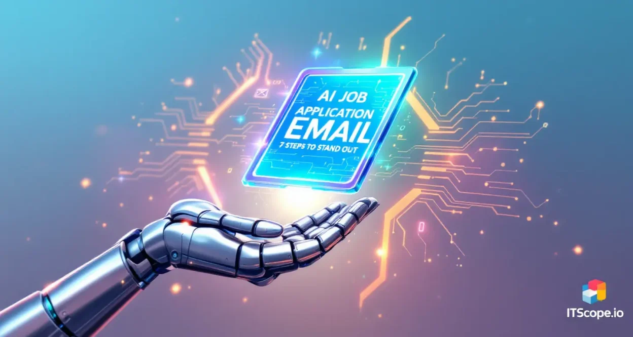 AI Job Application Email graphic depicting smart email writing strategies