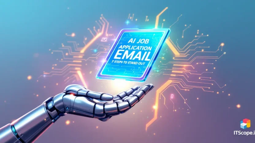 AI Job Application Email graphic depicting smart email writing strategies