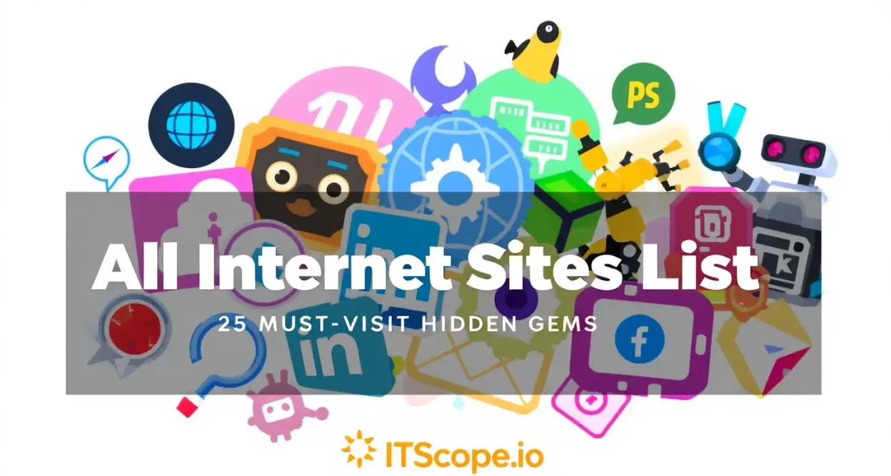 All Internet Sites List illustration featuring unique online destinations