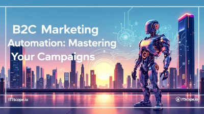 B2C Marketing Automation illustration with key strategies and tools