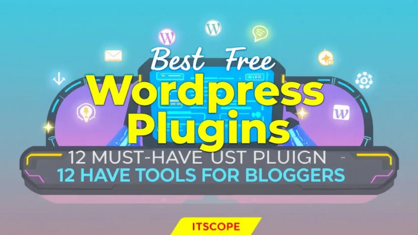 Best Free WordPress Plugins illustration showing essential tools for bloggers