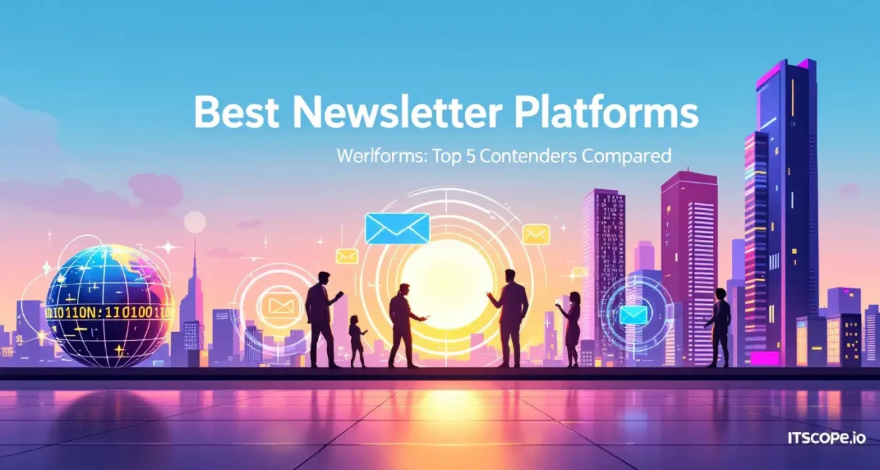 Best Newsletter Platforms comparison illustration showing key features of top contenders