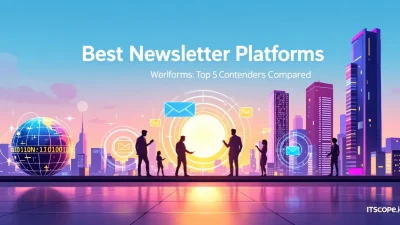 Best Newsletter Platforms comparison illustration showing key features of top contenders