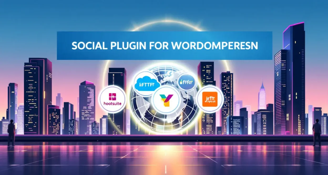 Top WordPress social plugins illustration showing key features and comparisons