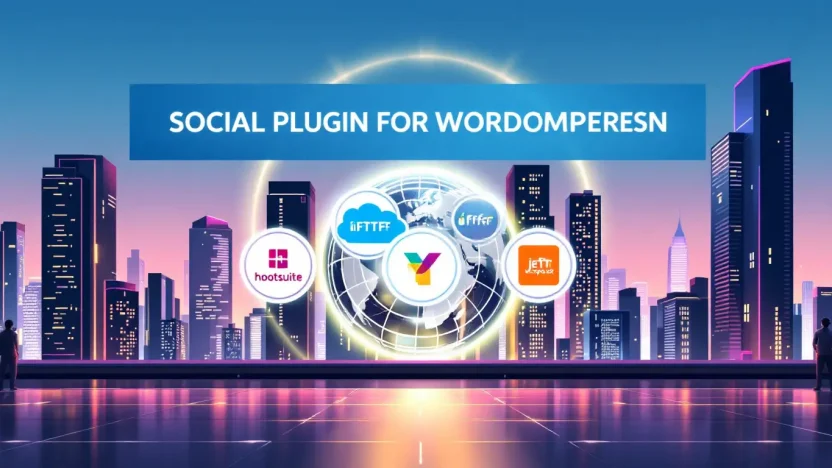 Top WordPress social plugins illustration showing key features and comparisons