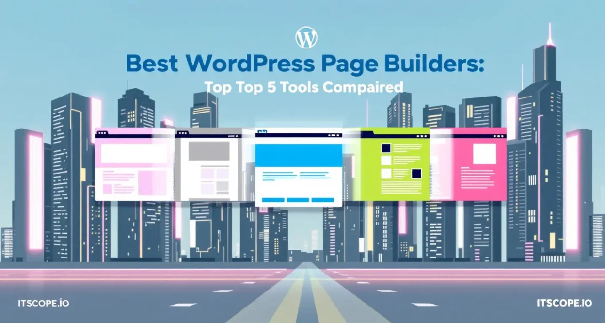 Best WordPress Page Builder comparison illustration showing key tools and features