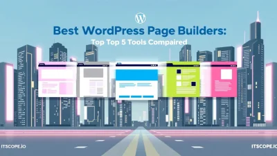 Best WordPress Page Builder comparison illustration showing key tools and features