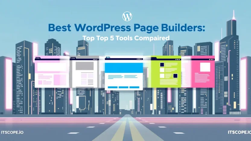 Best WordPress Page Builder comparison illustration showing key tools and features