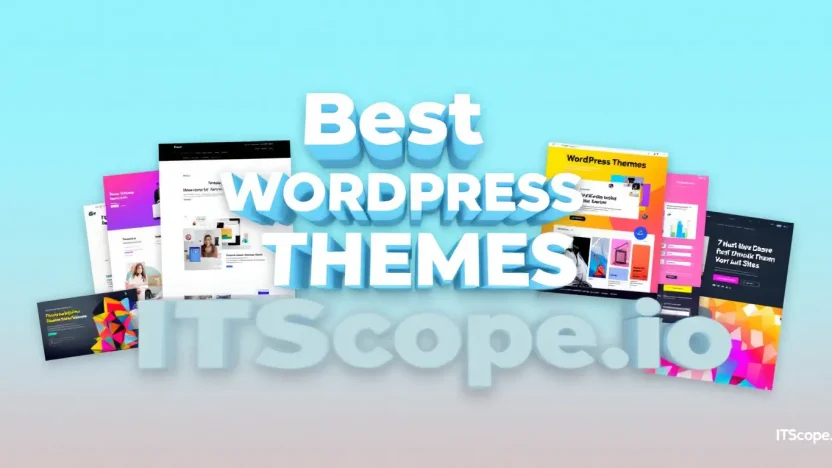 Collage showcasing the Best WordPress Themes with various design styles