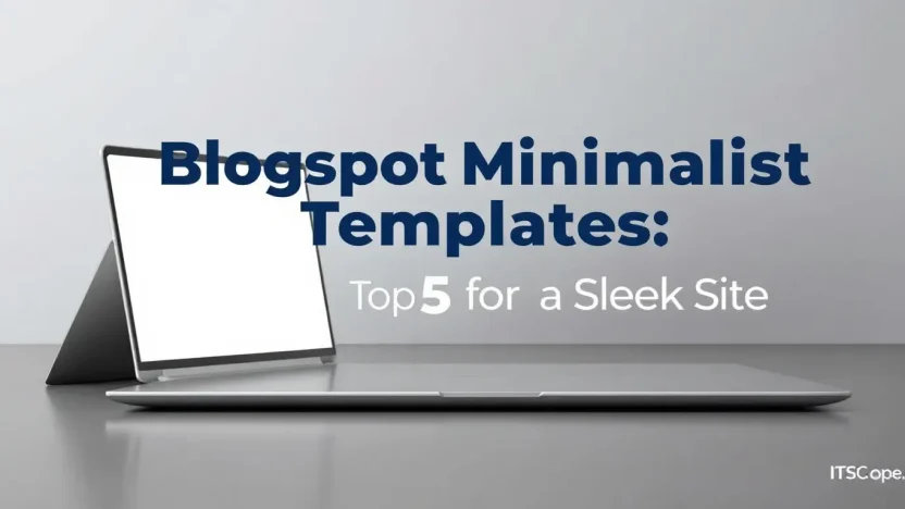 Blogspot Minimalist Templates on a laptop screen showcasing top designs