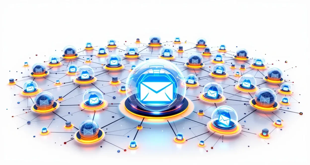 Business Email Database illustration showcasing strategic email outreach concepts