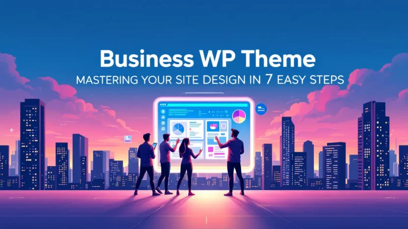 Business WP Theme illustration showcasing website design steps