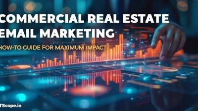 Commercial Real Estate Email Marketing guide visual with digital strategies and graphs