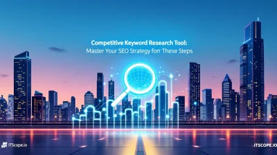 Competitive Keyword Research Tool How-To Guide illustration with digital strategy elements