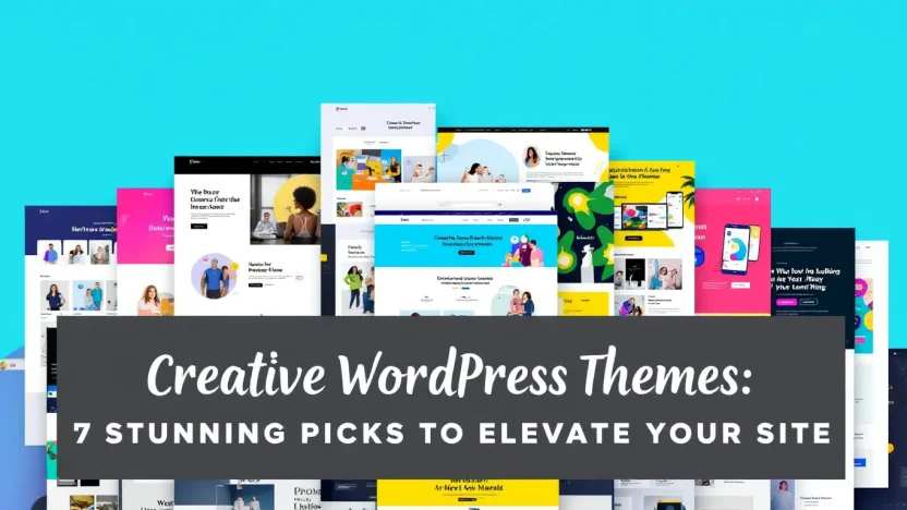 Creative WordPress Themes collage illustrating stunning, innovative designs discussed in the blog