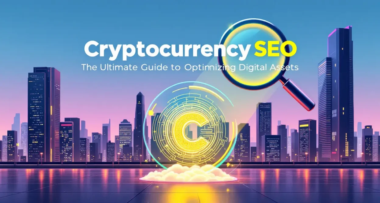 Cryptocurrency SEO guide illustration highlighting key optimization strategies