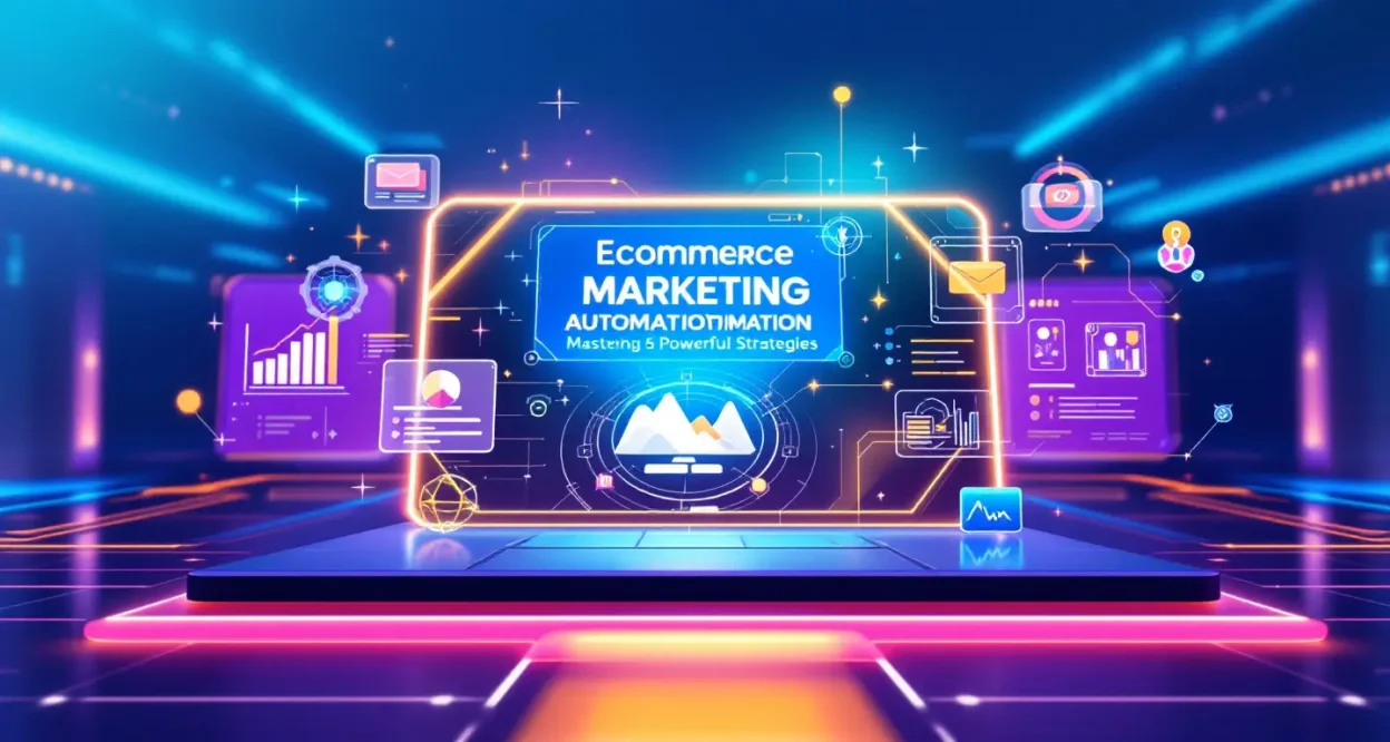 Ecommerce marketing automation illustration showing key strategies and interfaces discussed in the blog