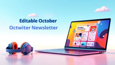 Editable October Newsletter Template displayed on a laptop screen, representing the step-by-step guide