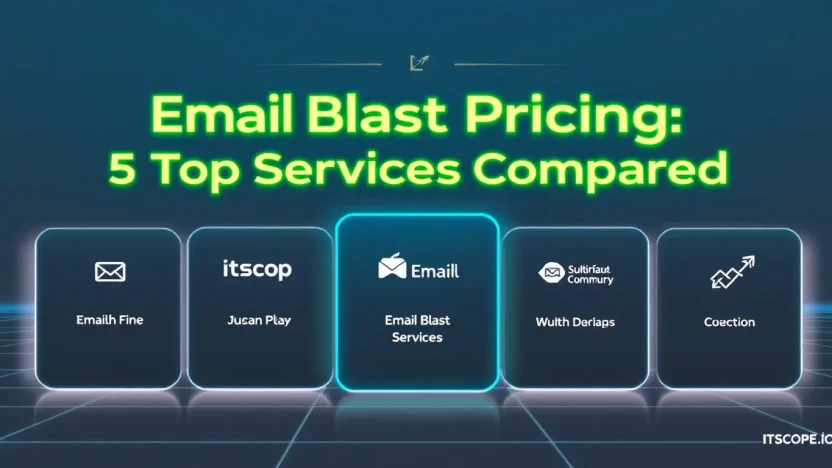 Email Blast Pricing infographic highlighting top service comparisons