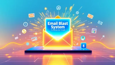 Email Blast System guide illustration with vibrant digital marketing elements