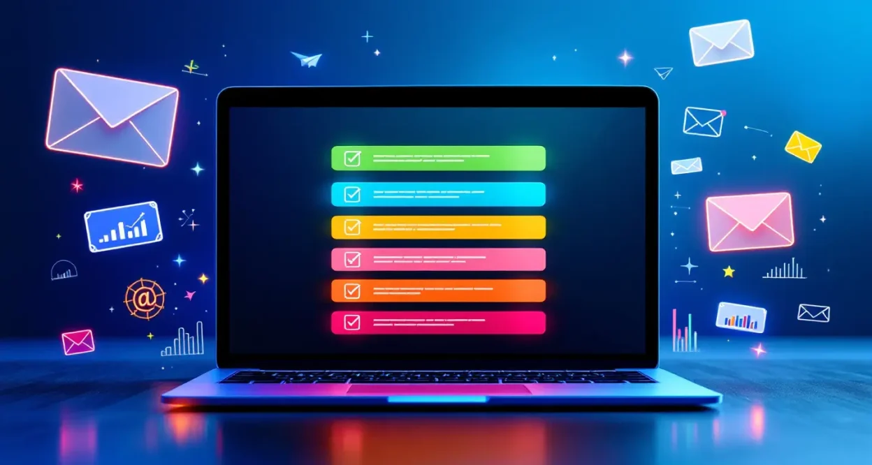 Email checklist illustration showing strategies for email campaigns
