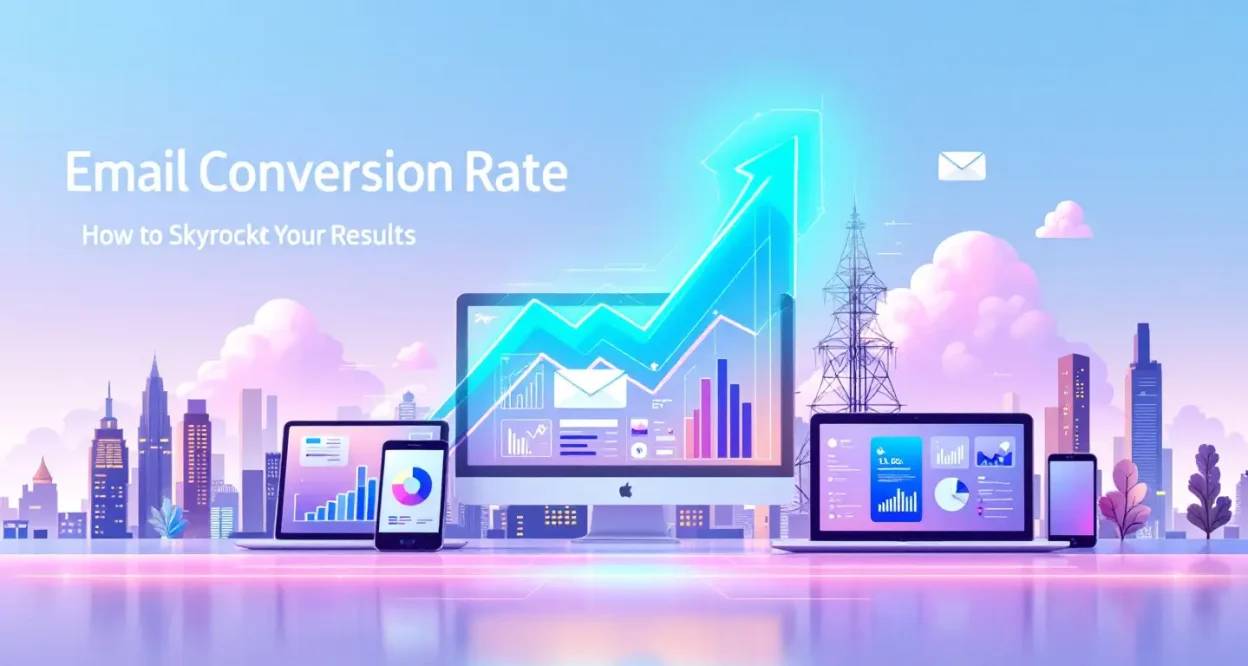 Email Conversion Rate illustration showing strategies for boosting conversions.