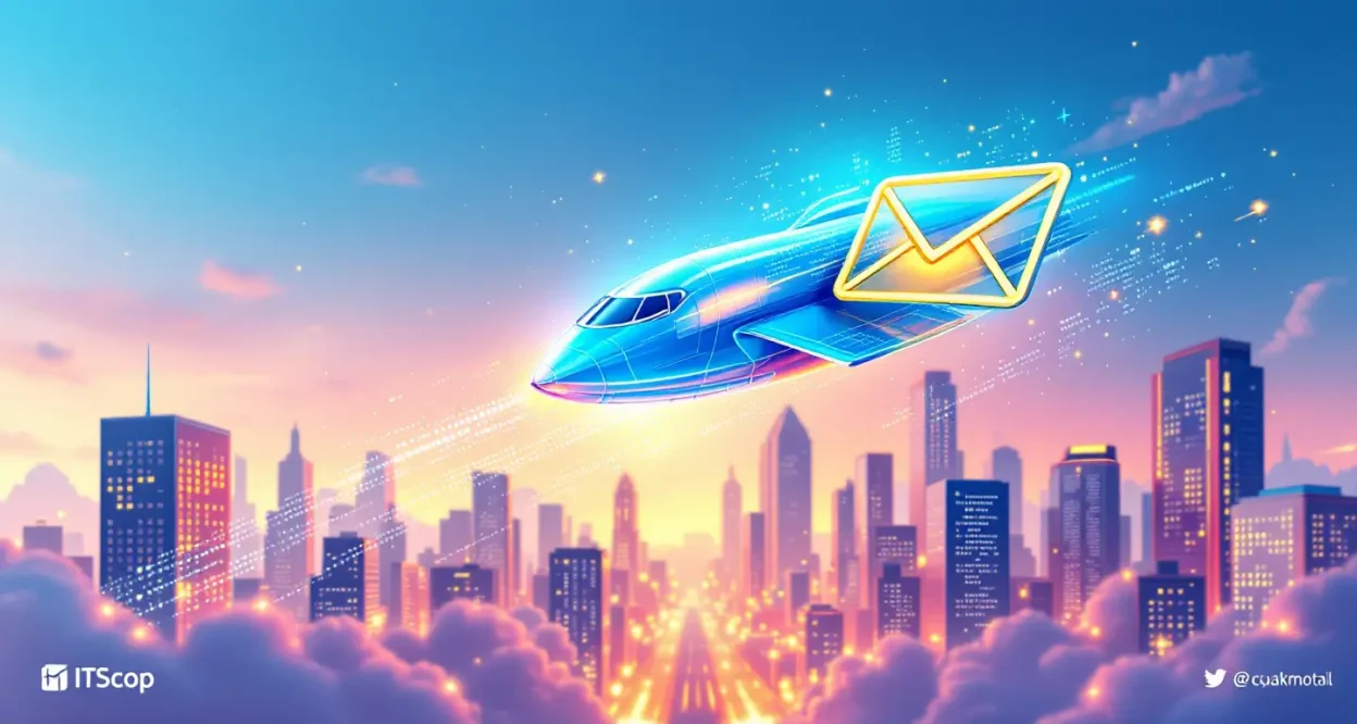 Email Deliverability Optimization illustration showing a successful email reaching an inbox