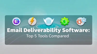 Comparison of top email deliverability software tools with visual elements representing digital communication