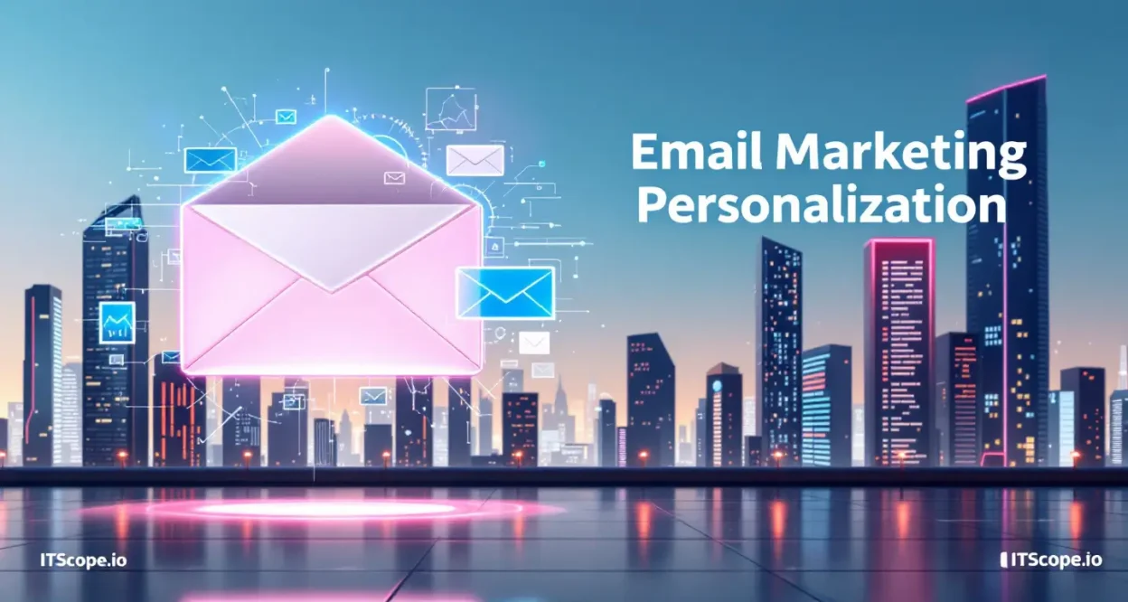 Email Marketing Personalization illustration featuring key strategies and tools