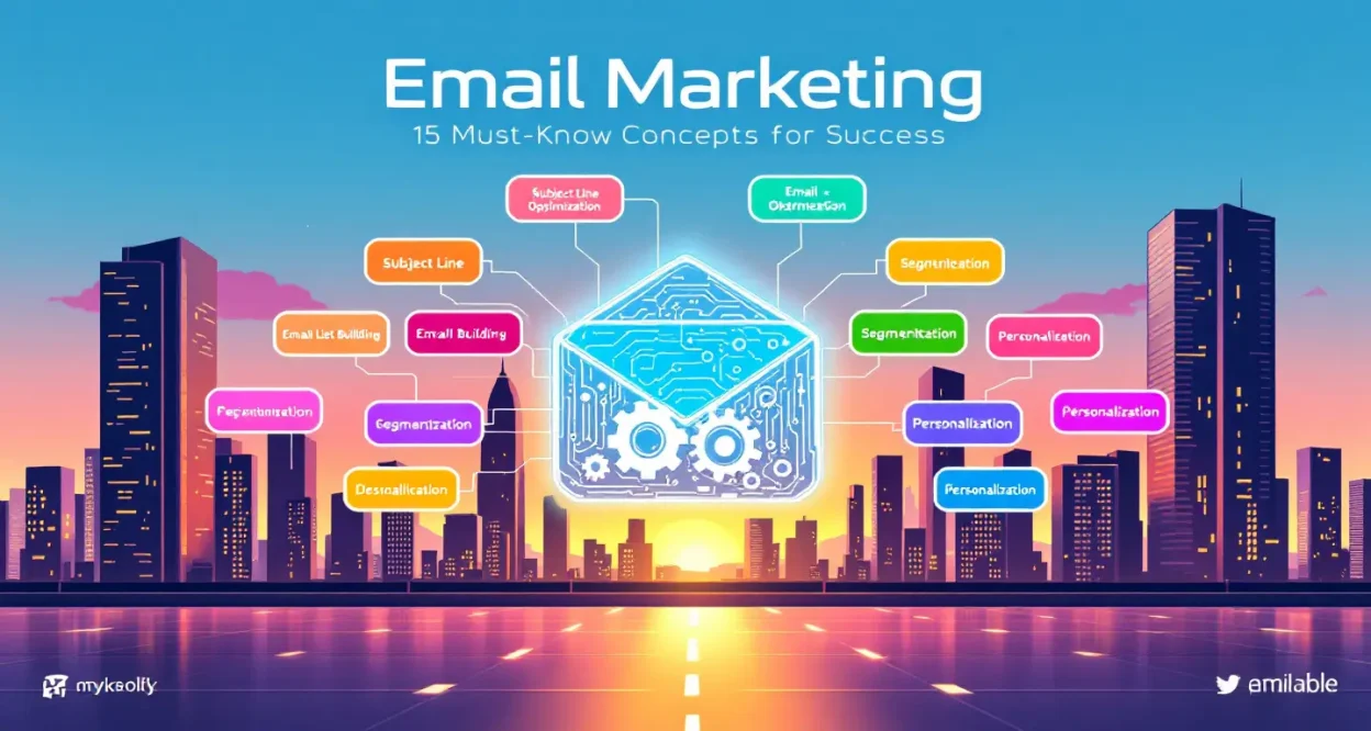 Email marketing terms illustration featuring essential concepts discussed in the blog