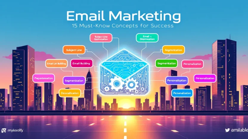 Email marketing terms illustration featuring essential concepts discussed in the blog