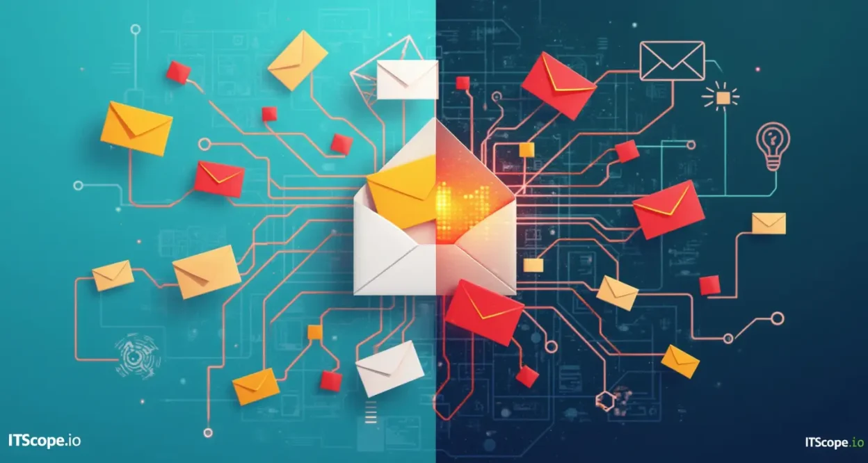 Comparison illustration of email marketing vs marketing automation, highlighting key differences and benefits discussed in the blog