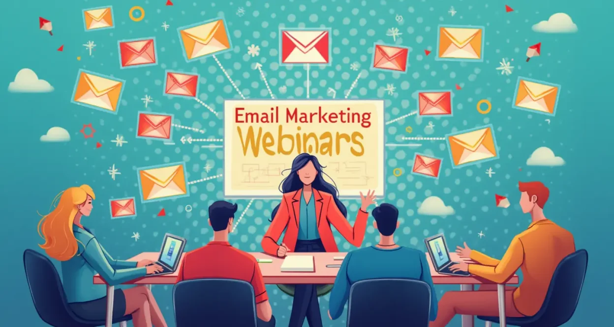 Email marketing webinars illustration showing digital marketing strategies in action