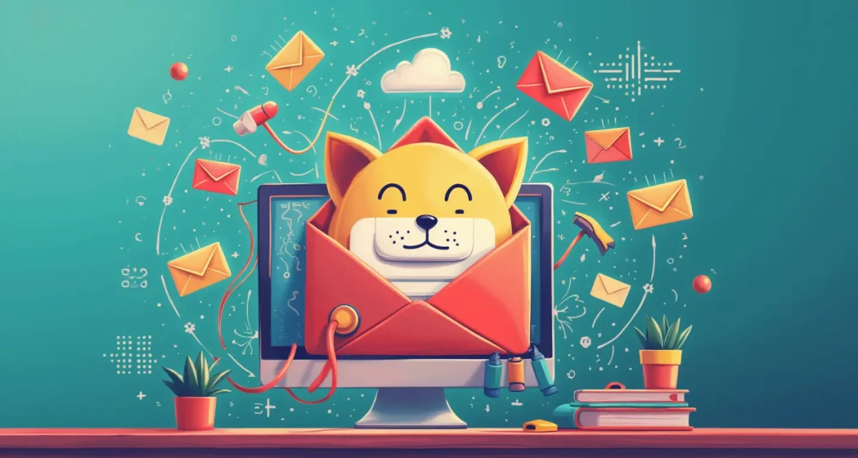 Email Pet illustration demonstrating communication mastery concepts