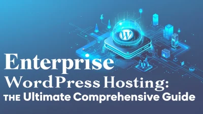 Enterprise WordPress Hosting illustration highlighting key concepts of scalability and security.