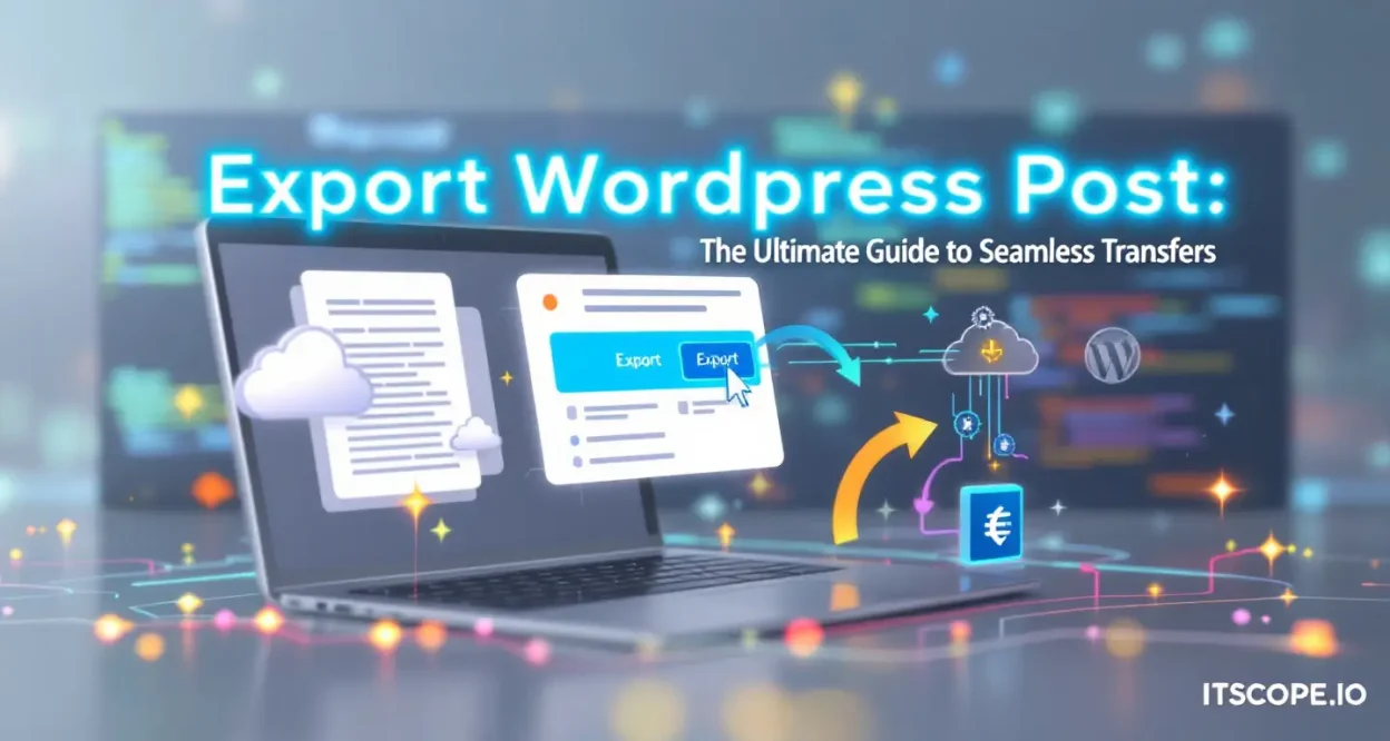 Export WordPress Post illustration showing a seamless transfer process