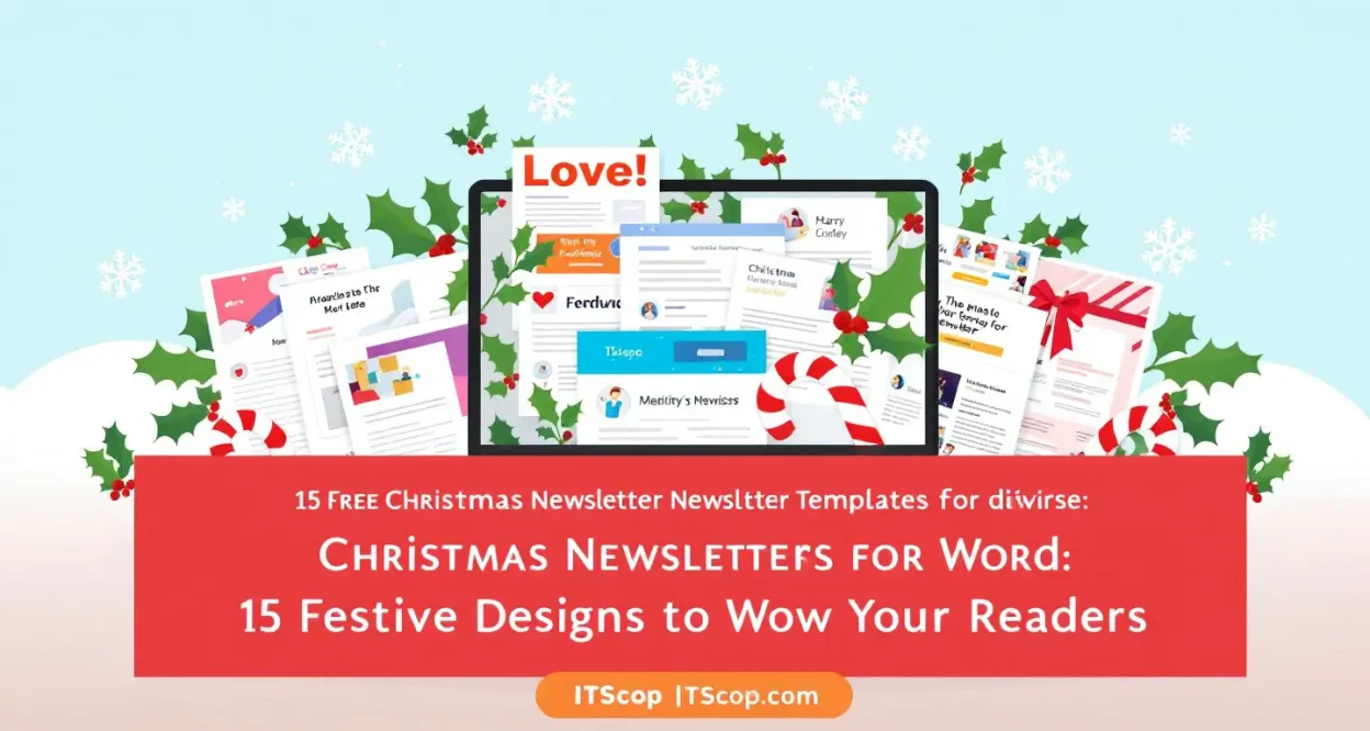 Free Christmas Newsletter Templates for Word featuring festive designs