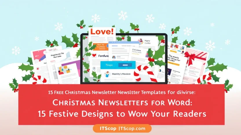 Free Christmas Newsletter Templates for Word featuring festive designs